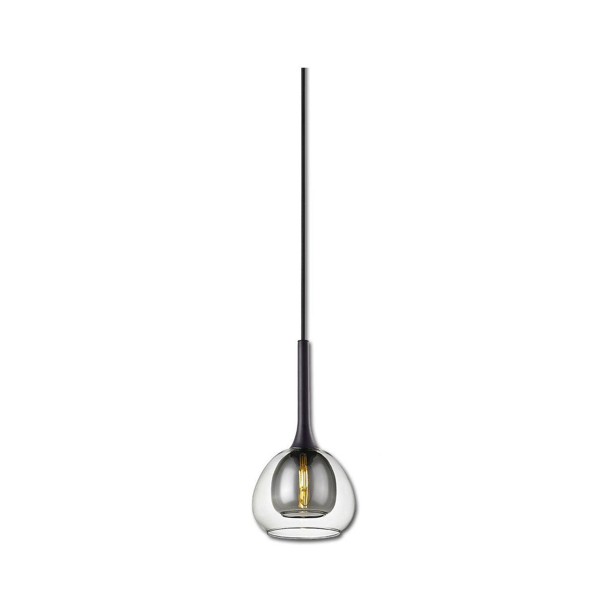 Pendant light, clear/black glass, E14, 50-300cm, bulb and canopy not included.