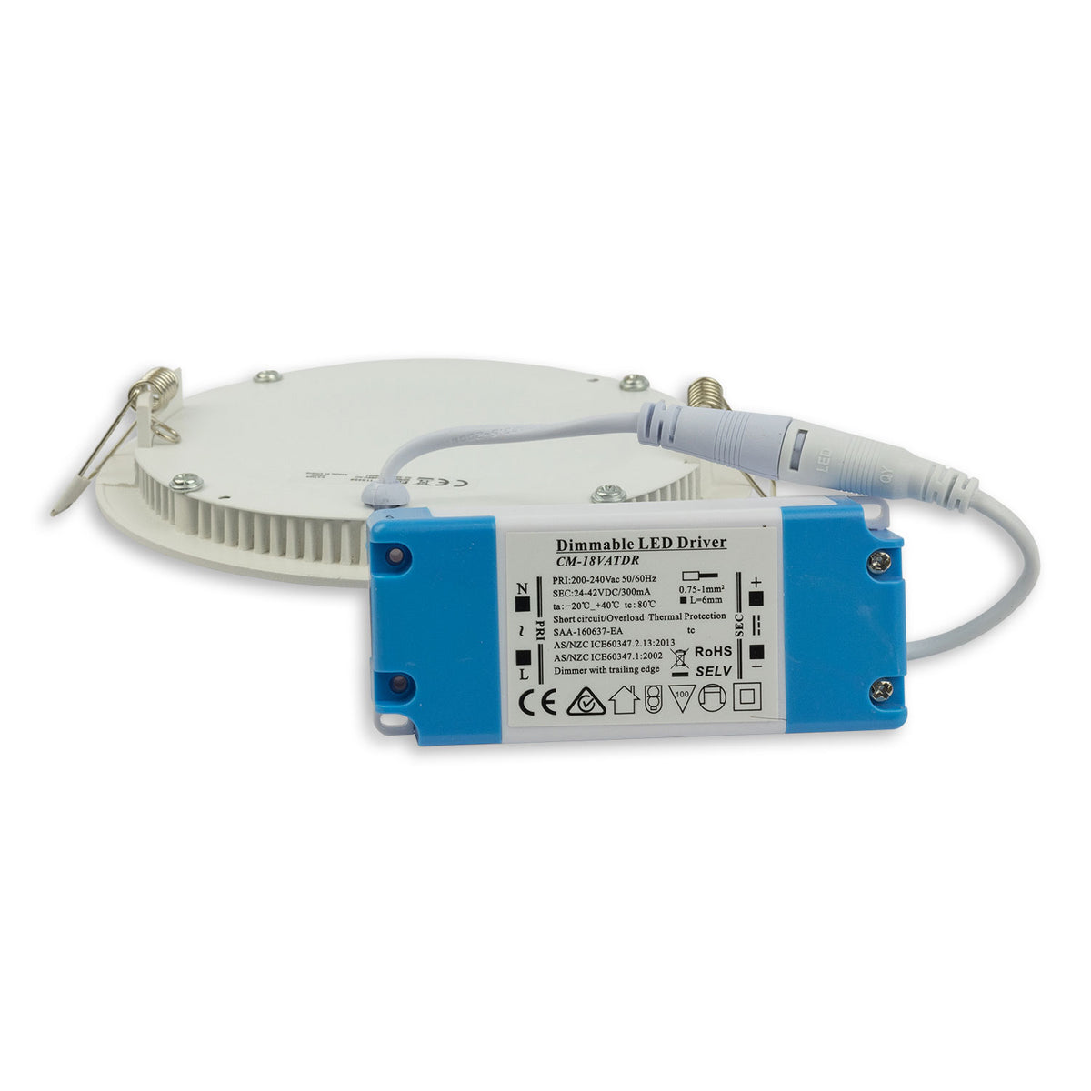 LED Downlight, 9W, rund, ultraflach, blendungsreduziert, schwarz, 147mm, warmweiß, dimmbar CRI90