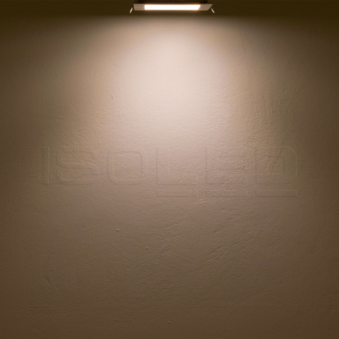 LED downlight, 15W, square, ultra-flat, glare-reduced, black, warm white, dimmable CRI90