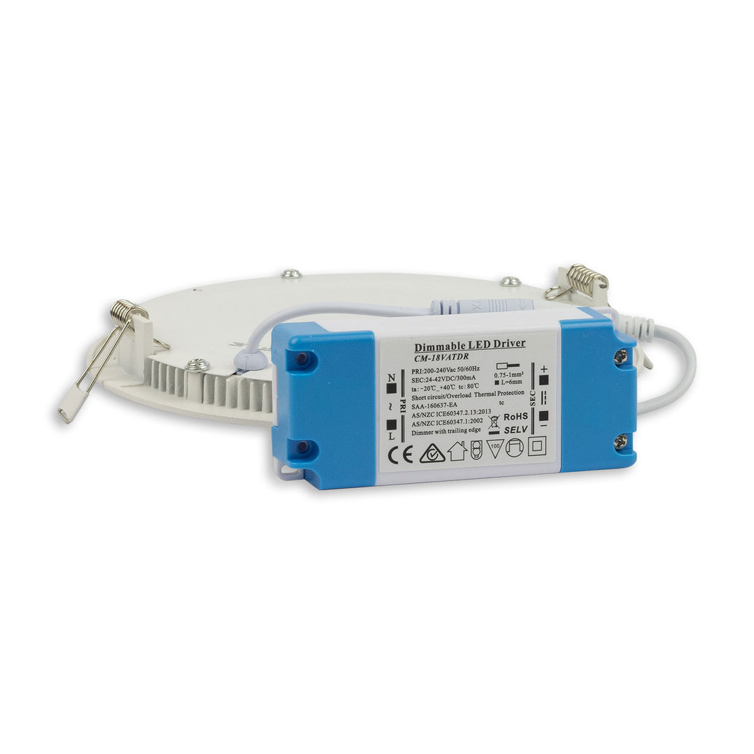 LED Downlight, 12W, rund, ultraflach, blendungsreduziert, weiß, warmweiß, dimmbar CRI90