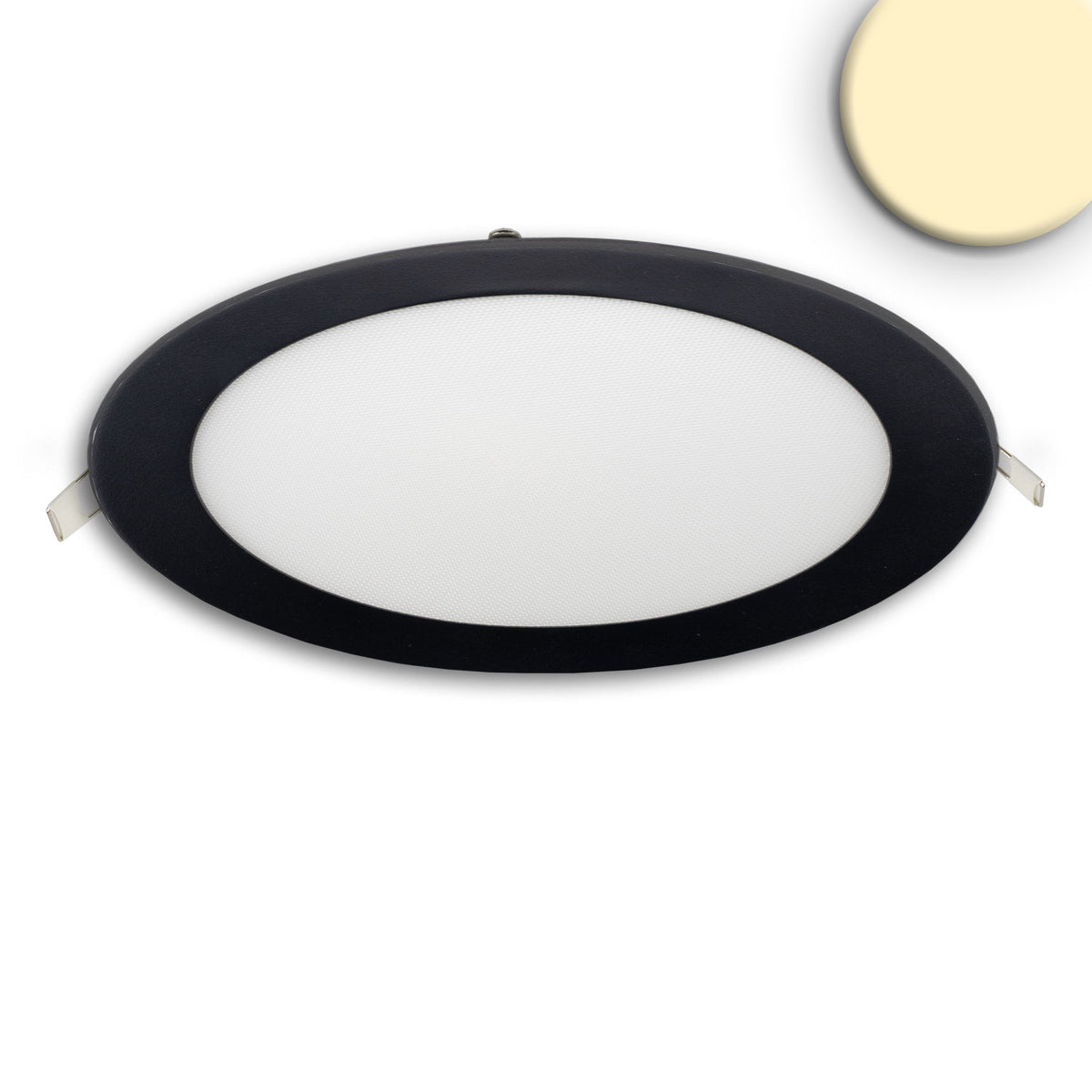LED downlight, 18W, round, ultra-flat, glare-reduced, black, warm white, CRI90