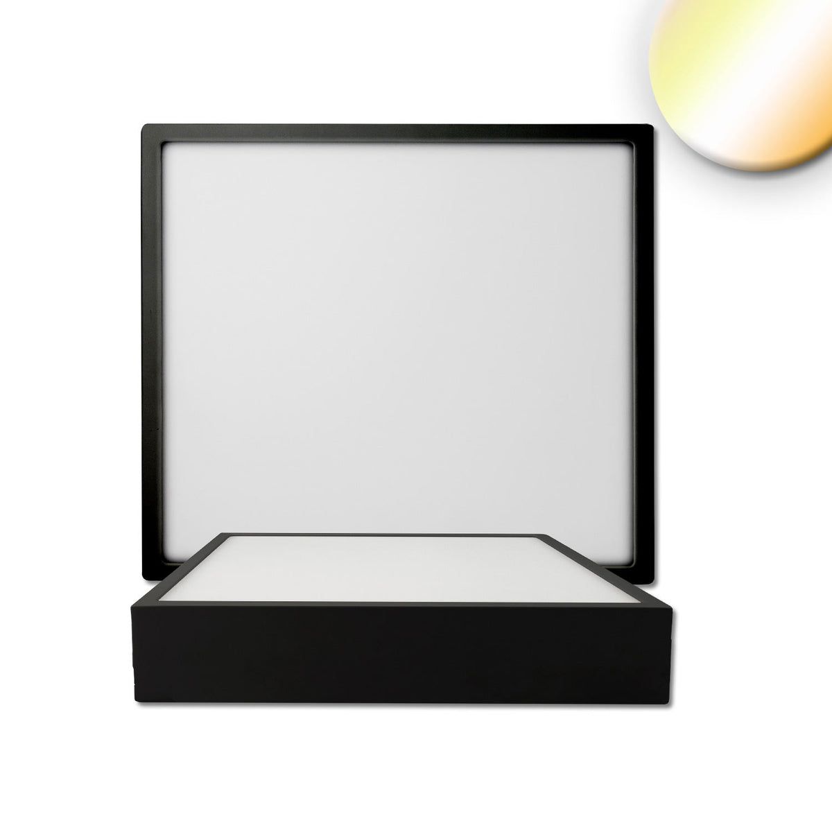 LED ceiling light PRO black, 24W, square, 225x225mm, ColorSwitch 2700|3000|4000K, dimmable