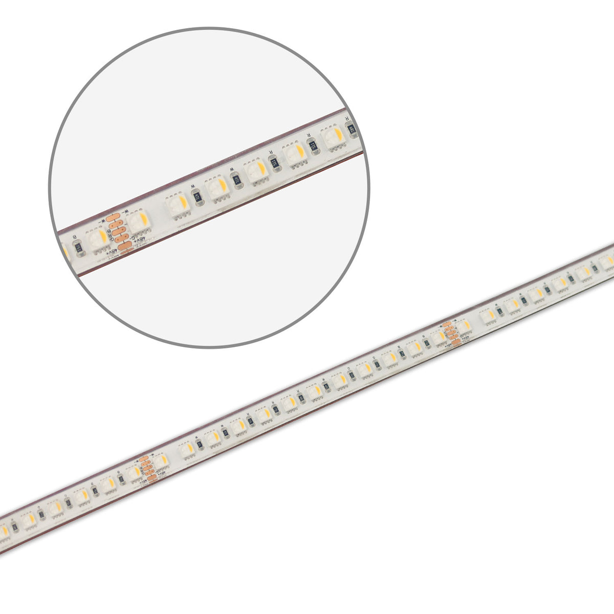 LED AQUA RGB+WW flex ribbon, 48V DC, 19W, IP68, 20m roll, 96 LED/m
