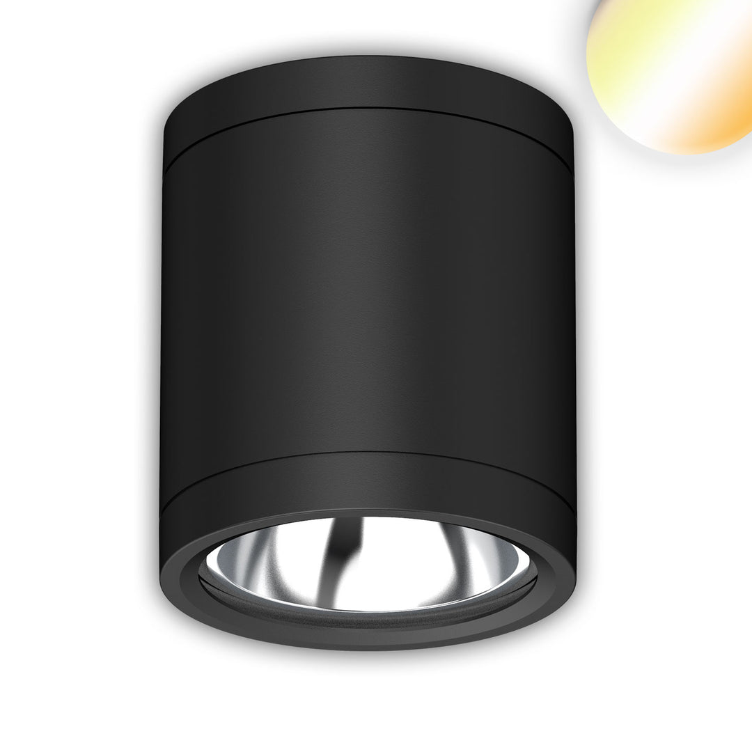 LED surface-mounted ceiling spotlight IP65, black, 10W, ColorSwitch 3000|4000|5000K, dimmable
