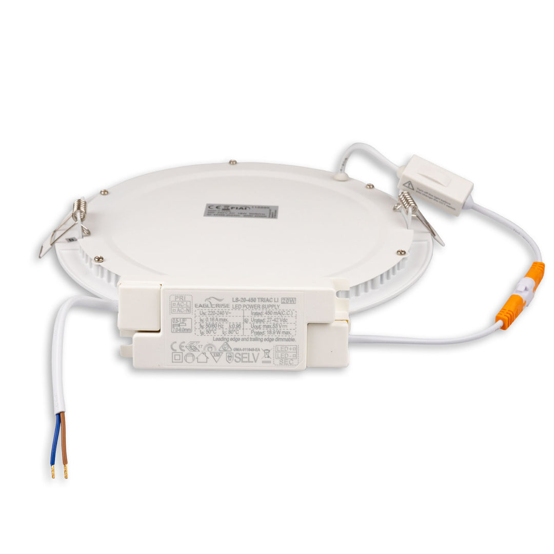 LED downlight, 18W, round ultra-flat white, 225mm, ColorSwitch 3000|3500|4000K, dimmable