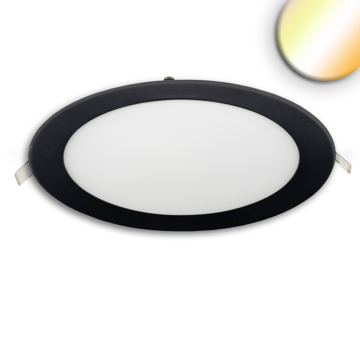 LED downlight, 18W, round ultra-flat black, 225mm, ColorSwitch 3000|3500|4000K, dimmable