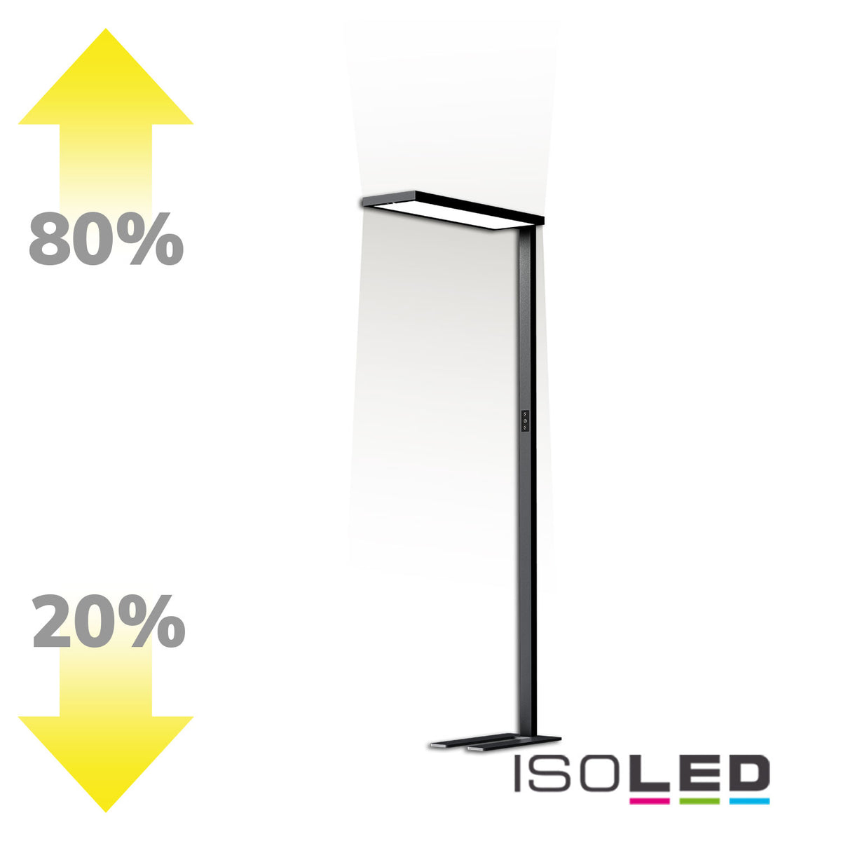 LED Office Pro Stehleuchte Up&Down, 80W+20W, schwarz, UGR<19, neutralweiß, Touch-Dimm