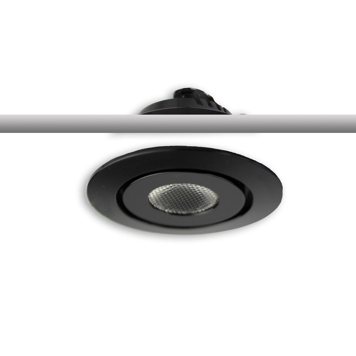 LED recessed light MiniAMP black, 3W, 12V DC, warm white, dimmable, 100cm cable