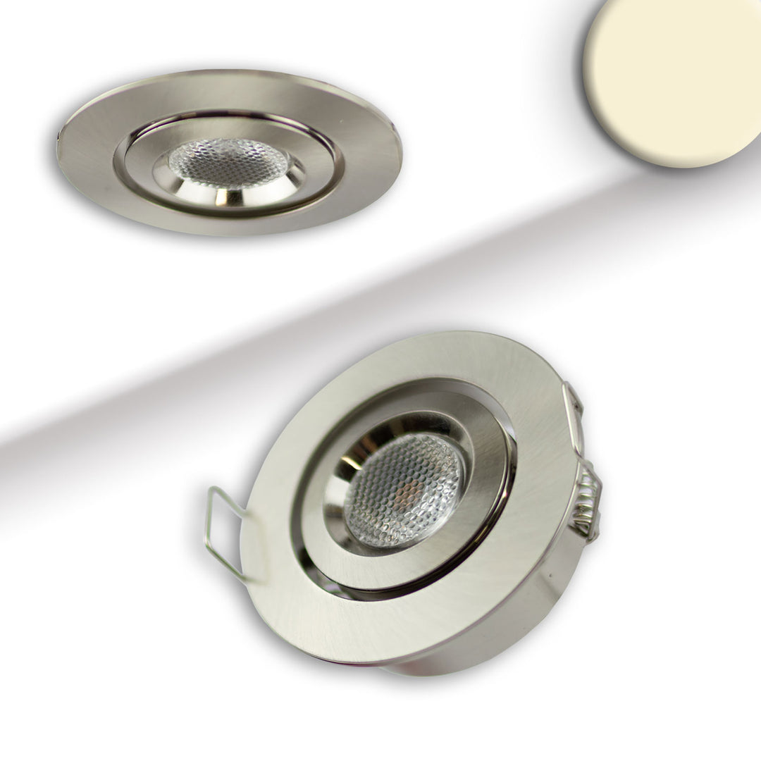 LED recessed light MiniAMP, brushed aluminum, 3W, 12V DC, warm white, dimmable, 100cm cable