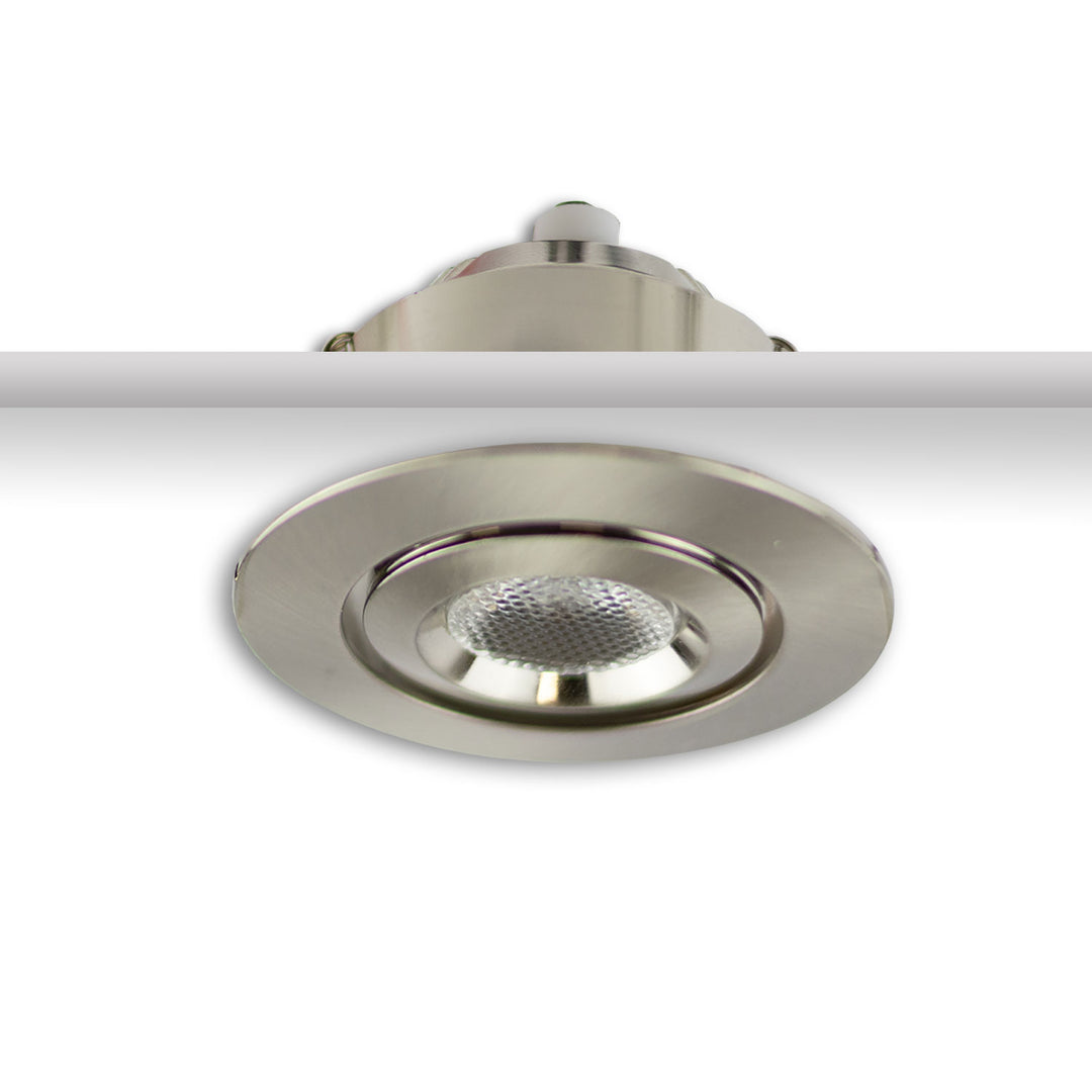 LED recessed light MiniAMP, brushed aluminum, 3W, 12V DC, warm white, dimmable, 100cm cable