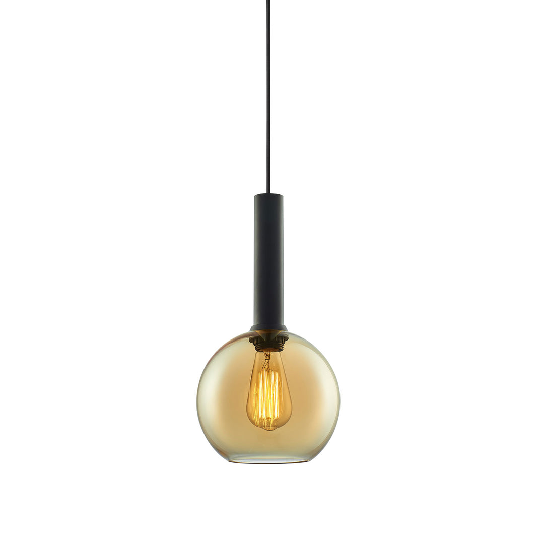 Pendelleuchte, amber round Glas, E27, 20cm, 50-300cm, exkl. Leuchtmittel, exkl. Baldachin