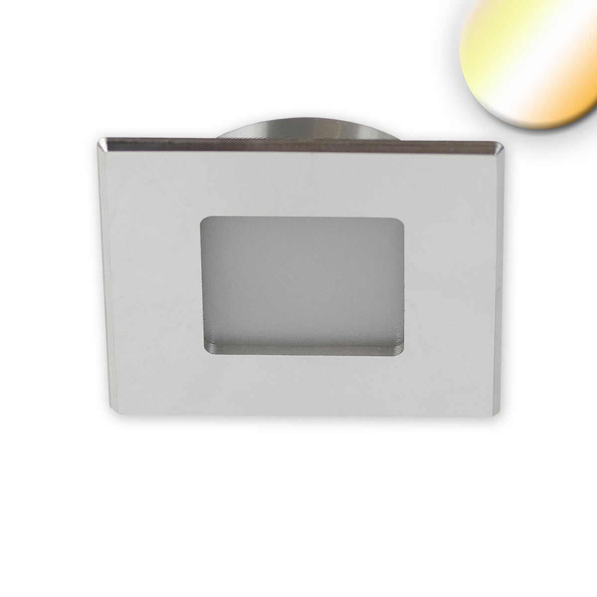 LED recessed furniture spotlight, brushed aluminum, square, 3W|3W, 24V DC, 3-pin, dynamic white 1900-5000K dim.
