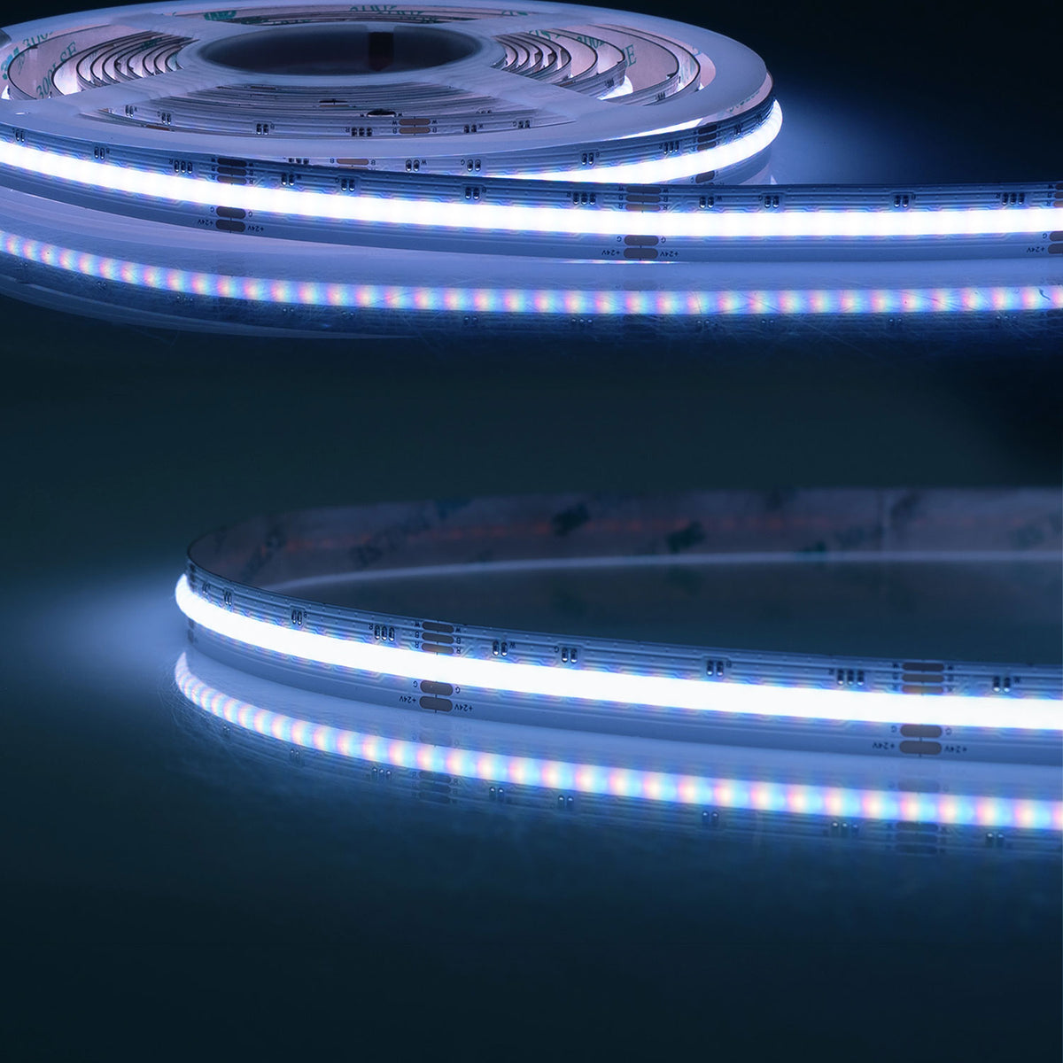 LED AQUA COB RGB+WW linear flex ribbon, 24V DC, 20W, IP68, 5m roll, 896 LED/m