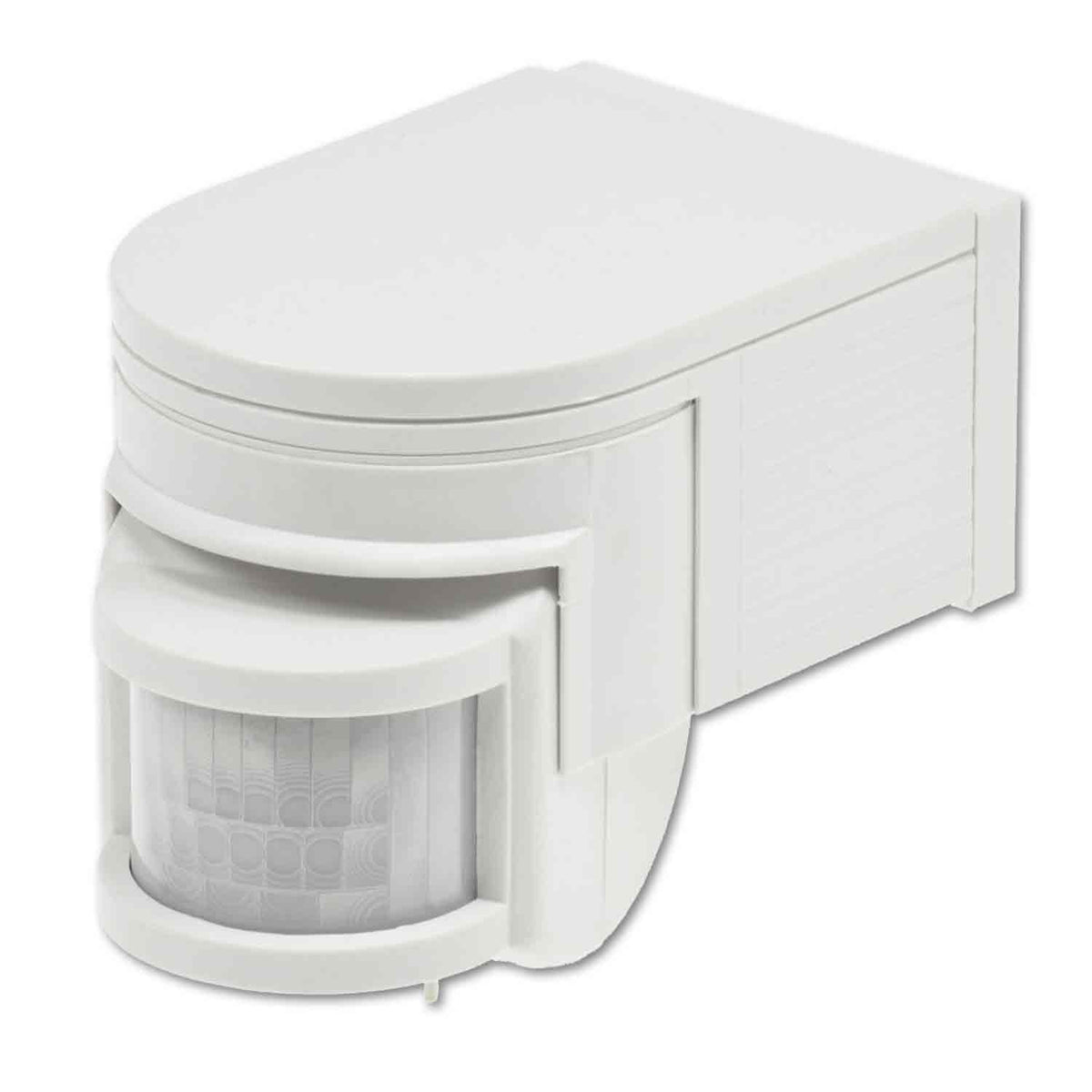 PIR motion detector, white, 230V, max. 4A, 180°, max. 10m detection radius, IP44, surface mounting