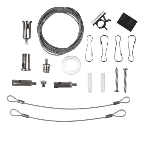 Cable suspension with double sliding clamp for linear luminaire, 20-160cm, 1 pair