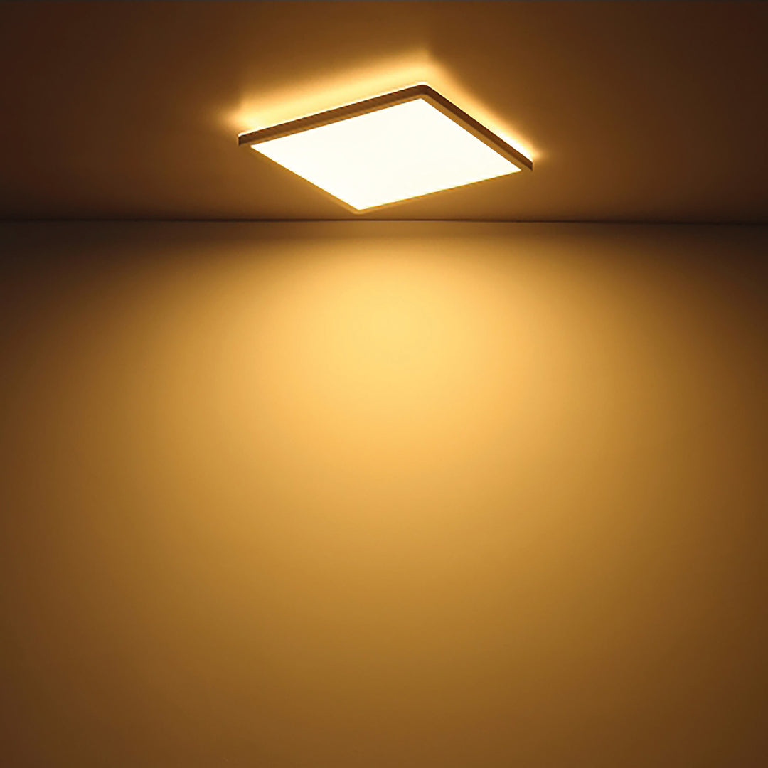 LED ceiling light Slim300 Up&amp;Down, black, 18W, square, 300x300mm, warm white