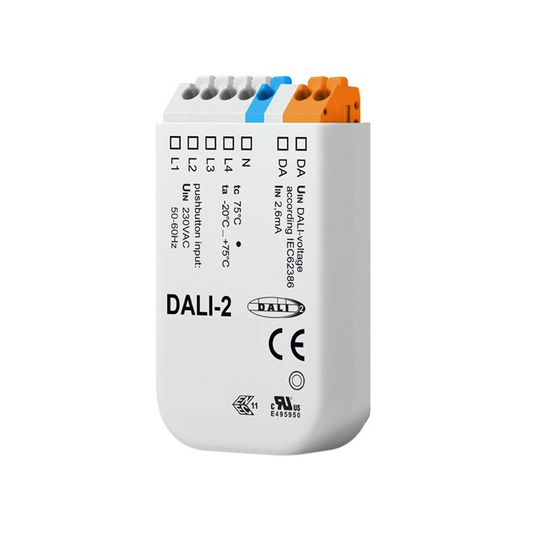 DALI Master-Steuerung Universal für 4 Adressen / 4 Gruppen via 4 Push-Taster, DALI-Bus Spannung