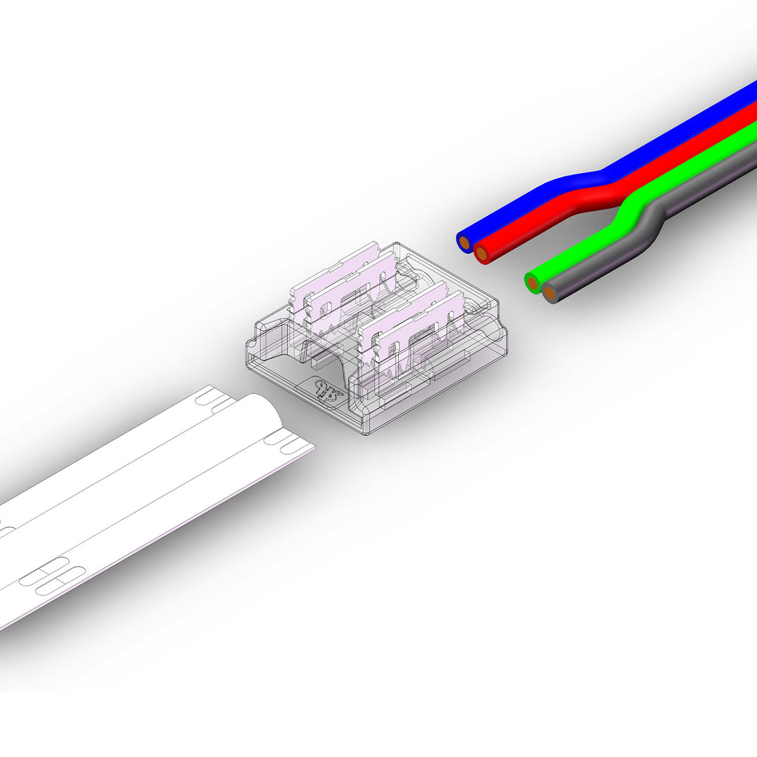 Kontakt-Kabelanschluss (max. 5A/0,5qmm) K2-410 für 4-pol. IP20 Flexstripes mit Breite 10mm