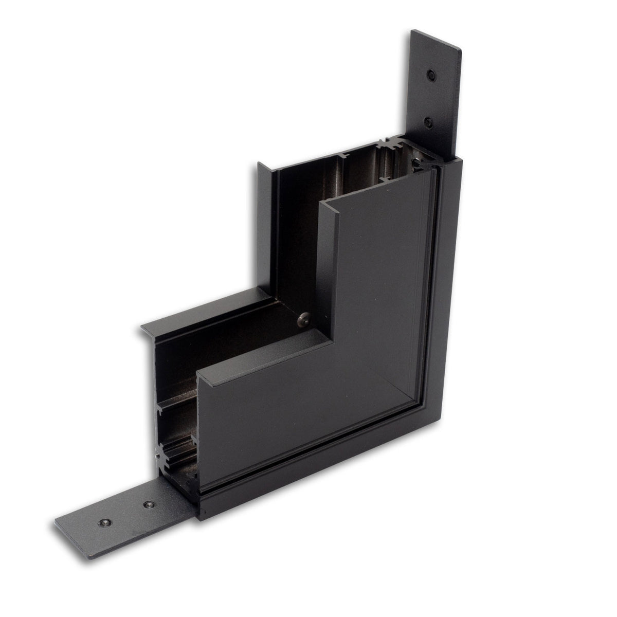 Track48 90° vertical corner rail for recessed mounting, black, non-conductive