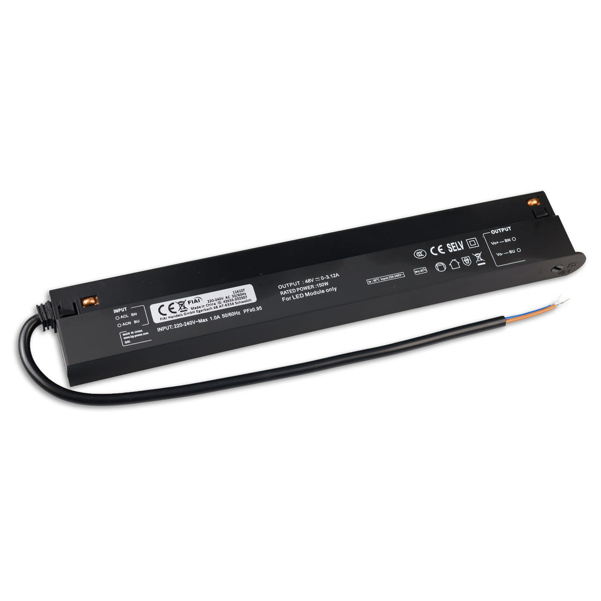 Track48 Inline-Trafo schwarz, 150W, 48V DC