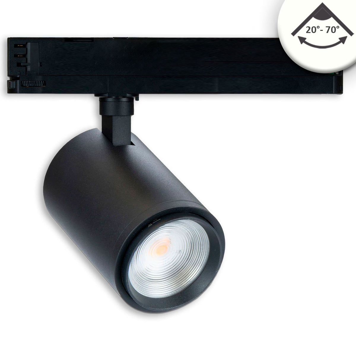 3-phase track spotlight, focusable, 42W, 20°-70°, matte black, 4000K, CRI92, DALI dimmable
