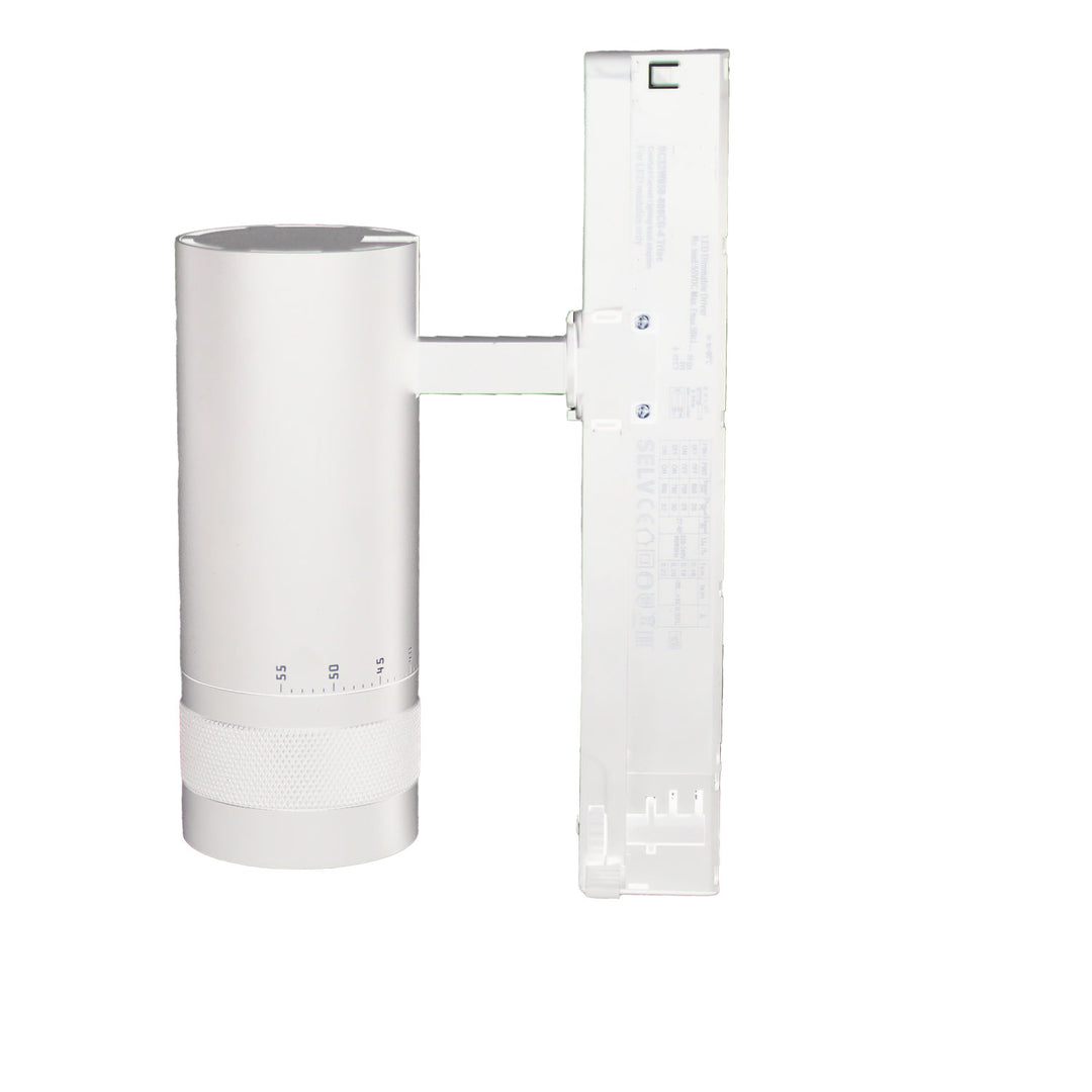 3-phase track spotlight, focusable, 24W, 20°-55°, matte white, 3000K, DALI dimmable