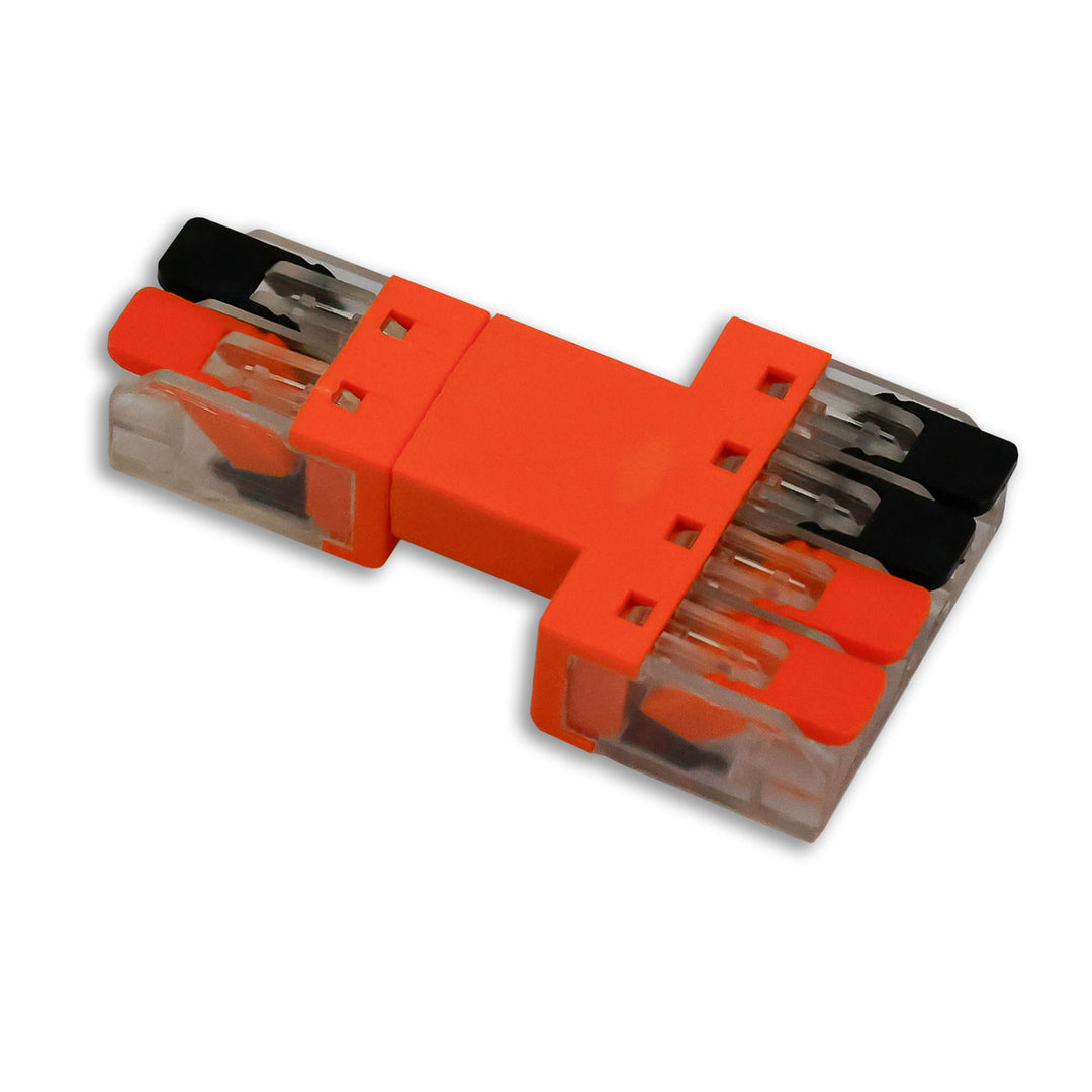 Through-connector, 2-pole input, 2x2-pole output, 0.5-2.5mm², max. 250V/10A