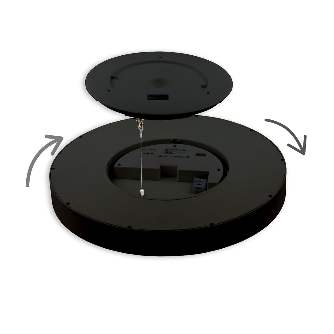 LED Hängeleuchte UGR<19 2H, schwarz, 20W|30W, IP42, DN400, 2700|3000|4000K, dimmbar, inkl. Kabel
