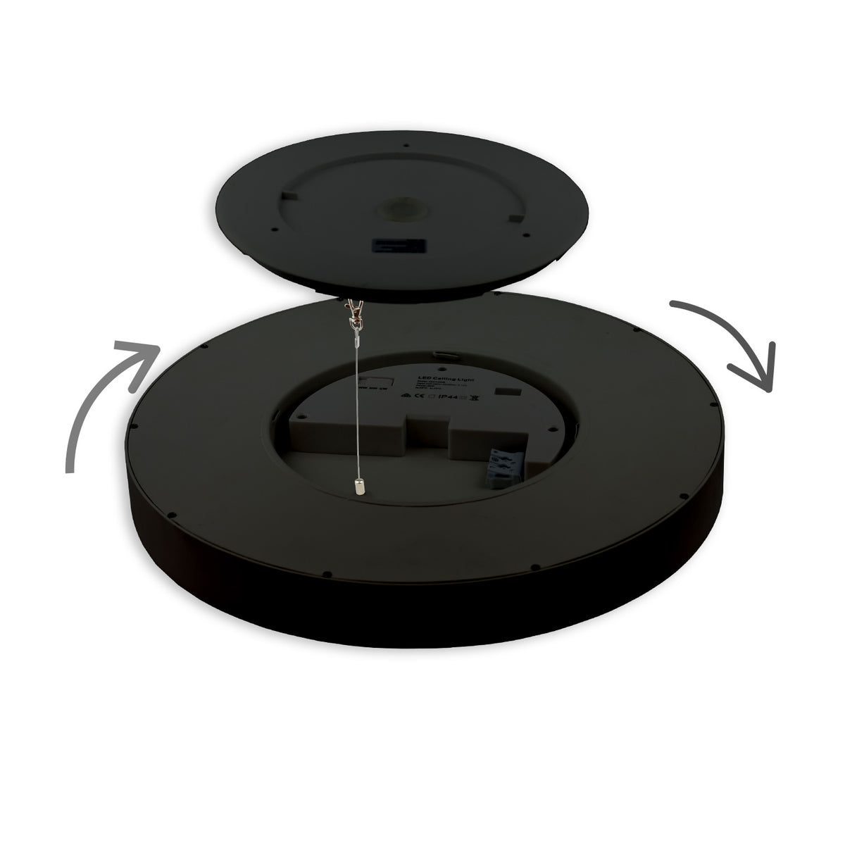 LED Hängeleuchte UGR<19 2H, schwarz, 20W|30W, IP42, DN400, 2700|3000|4000K, dimmbar, inkl. Kabel