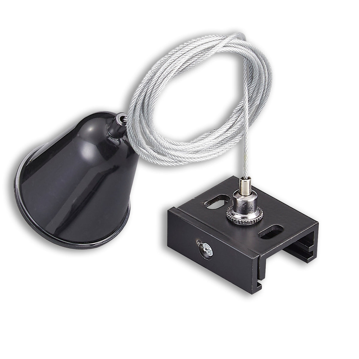 3-phase DALI track cable suspension with counterpart including canopy &amp; steel cable, black, 1 piece