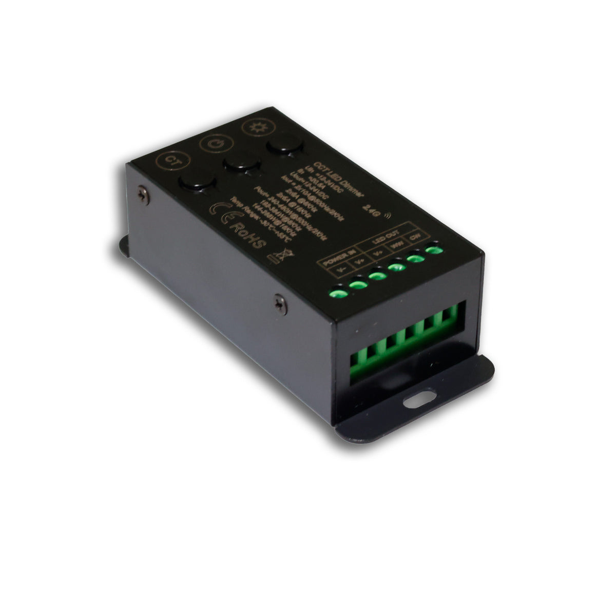 Sys-Pro wireless mesh multi-PWM CCT dimmer with control buttons, 2 channels, 12-24V DC 12-20A