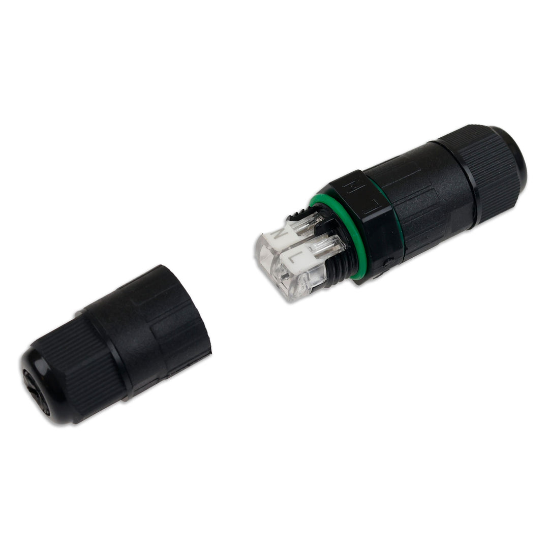 IP67 cable connector, 2-pole 0.75-2.5mm² with spring clamp, max. 250V 16A, sheath diameter 6-8mm