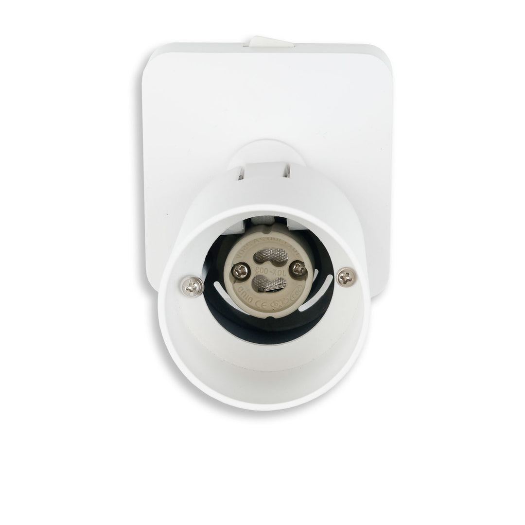 Wall/ceiling light GU10 single, IP20, white, with on/off switch, bulb not included.