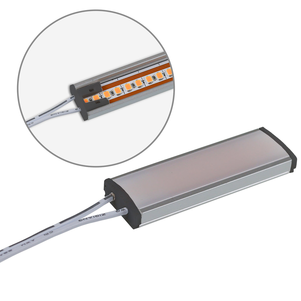 Black end cap for Surf12 Flat with power feed for FC-Flexband, 50cm cable + MiniAmp connector, max. 3A