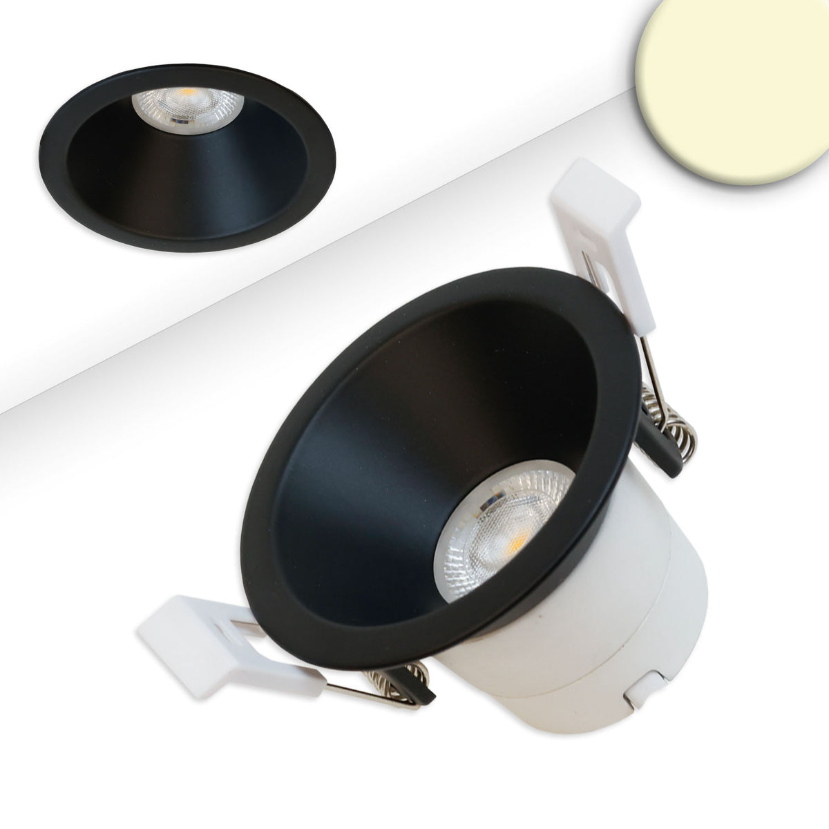 LED recessed spotlight BACK60, matte black, round, 5W, CRI90, 2700K, recessed, UGR<12, dimmable