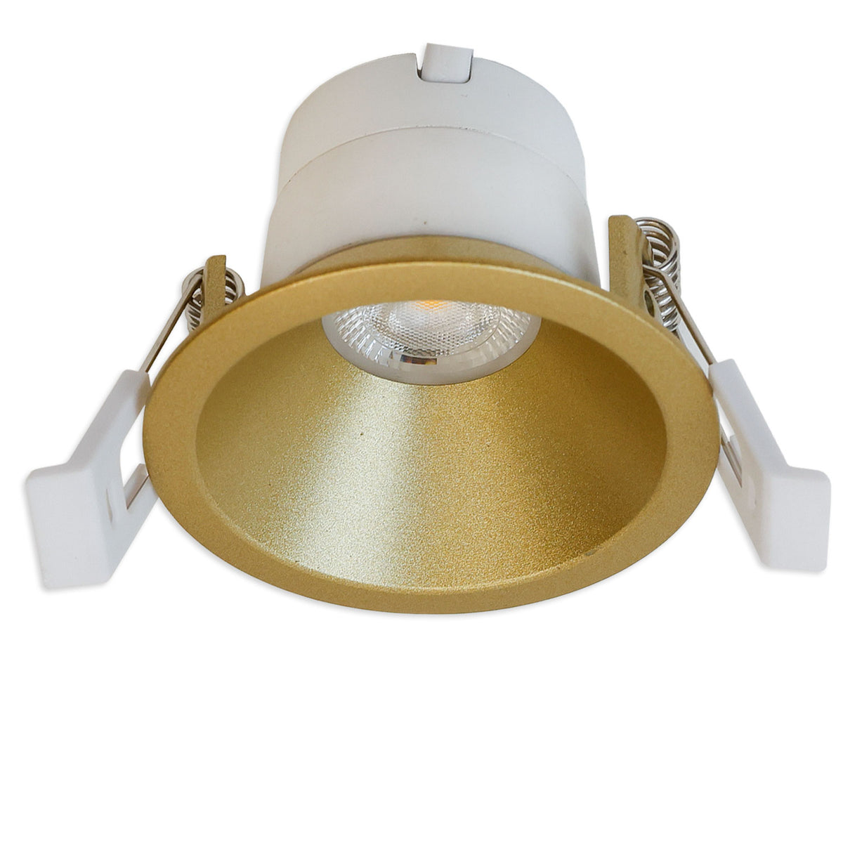 LED Einbaustrahler BACK60, gold, rund, 5W, CRI90, 3000K, rückversetzt, UGR<12, dimmbar