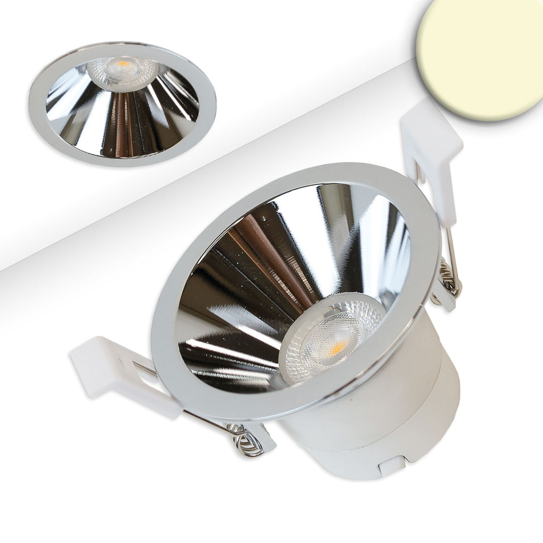 LED recessed spotlight BACK60, glossy aluminum, round, 5W, CRI90, 3000K, recessed, UGR<12, dimmable