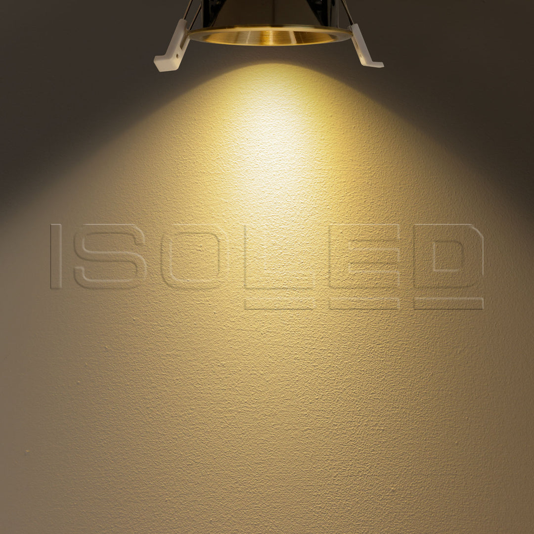 LED Einbaustrahler BACK60, messing geb., rund, 5W, CRI90, 2700K, rückversetzt, UGR<12, dimmbar