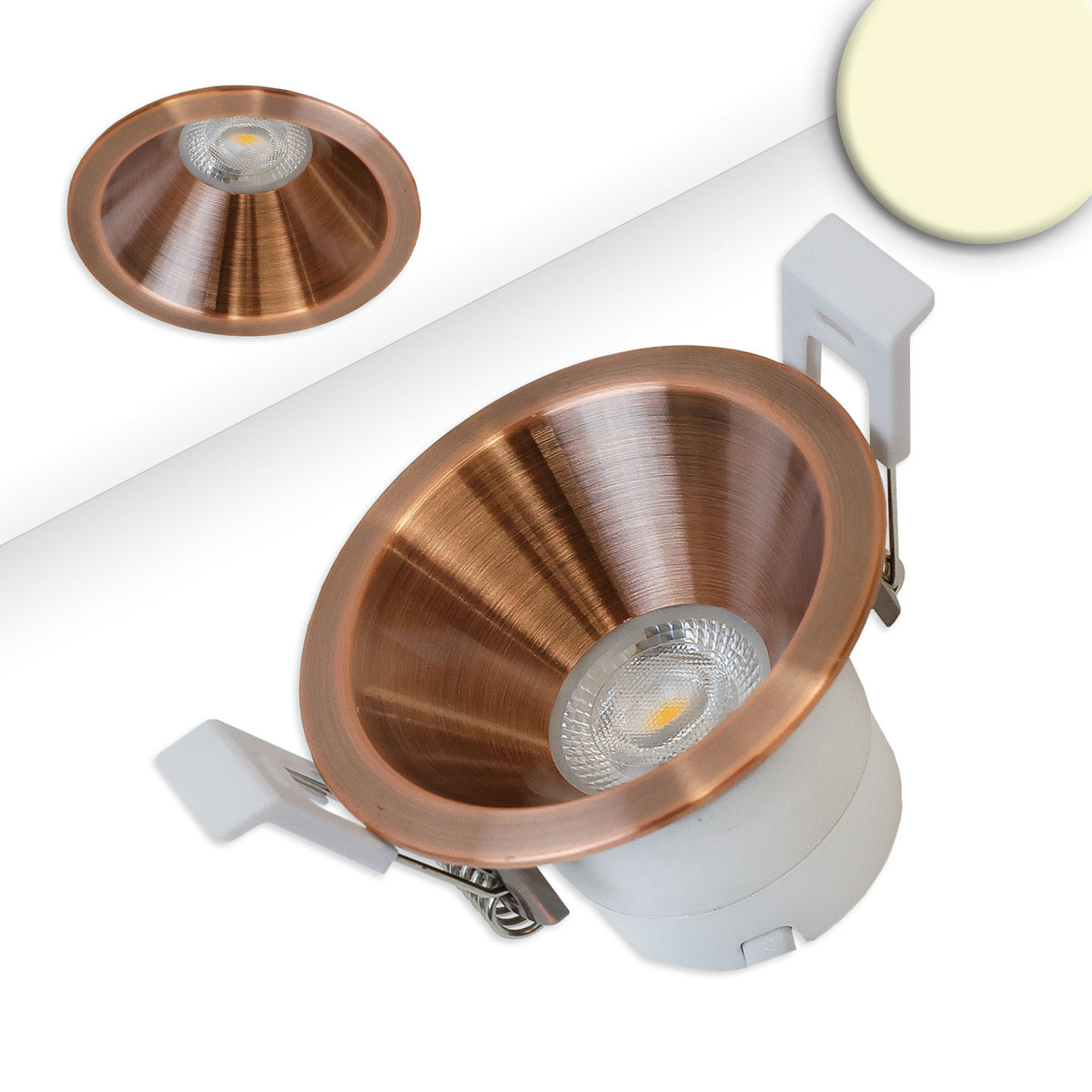 LED recessed spotlight BACK60, rose gold, round, 5W, CRI90, 3000K, recessed, UGR<12, dimmable