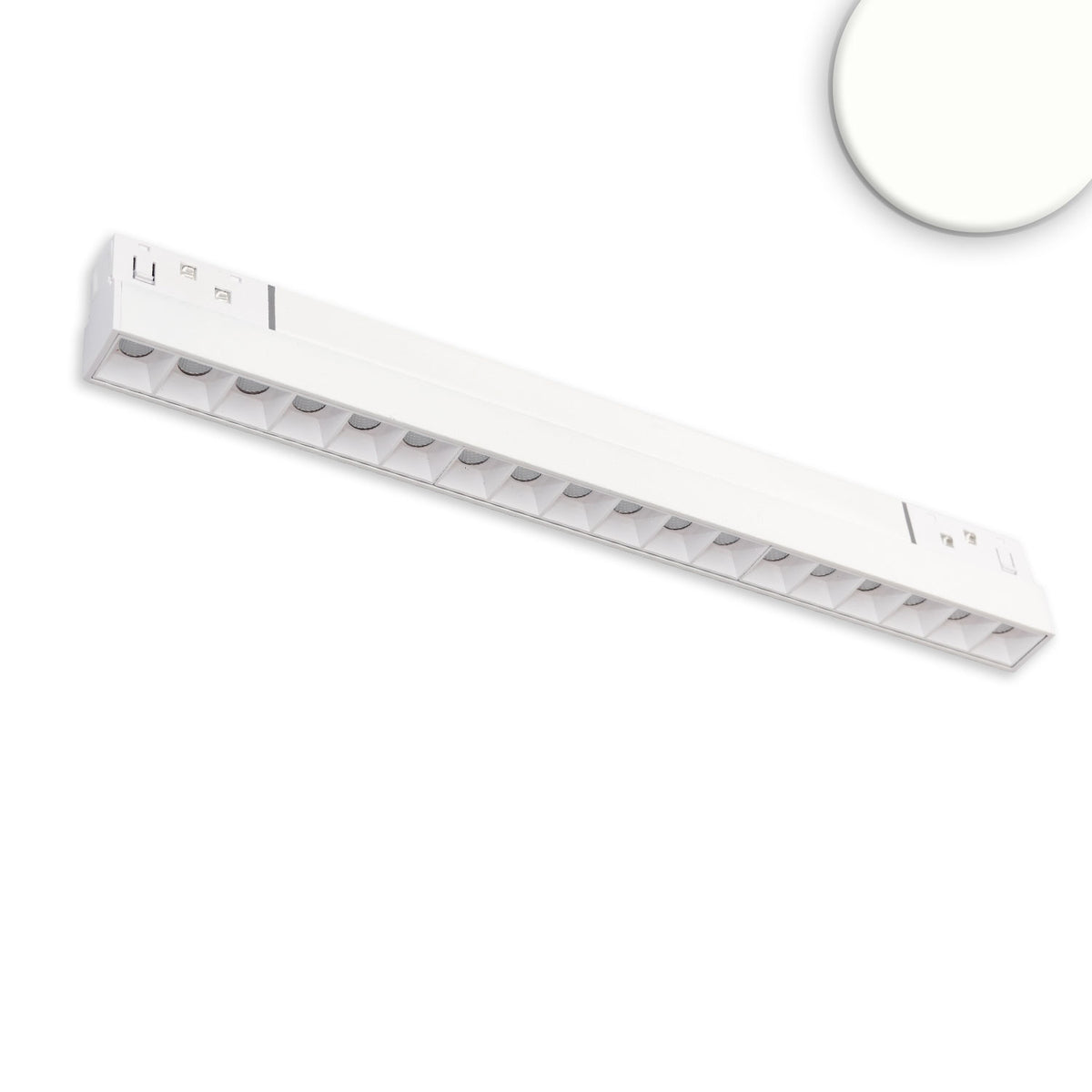 Track48 light fixture 32cm white, 18W, 36°, UGR<19, 48V DC, 4000K, CRI90, Line+, DALI dimmable