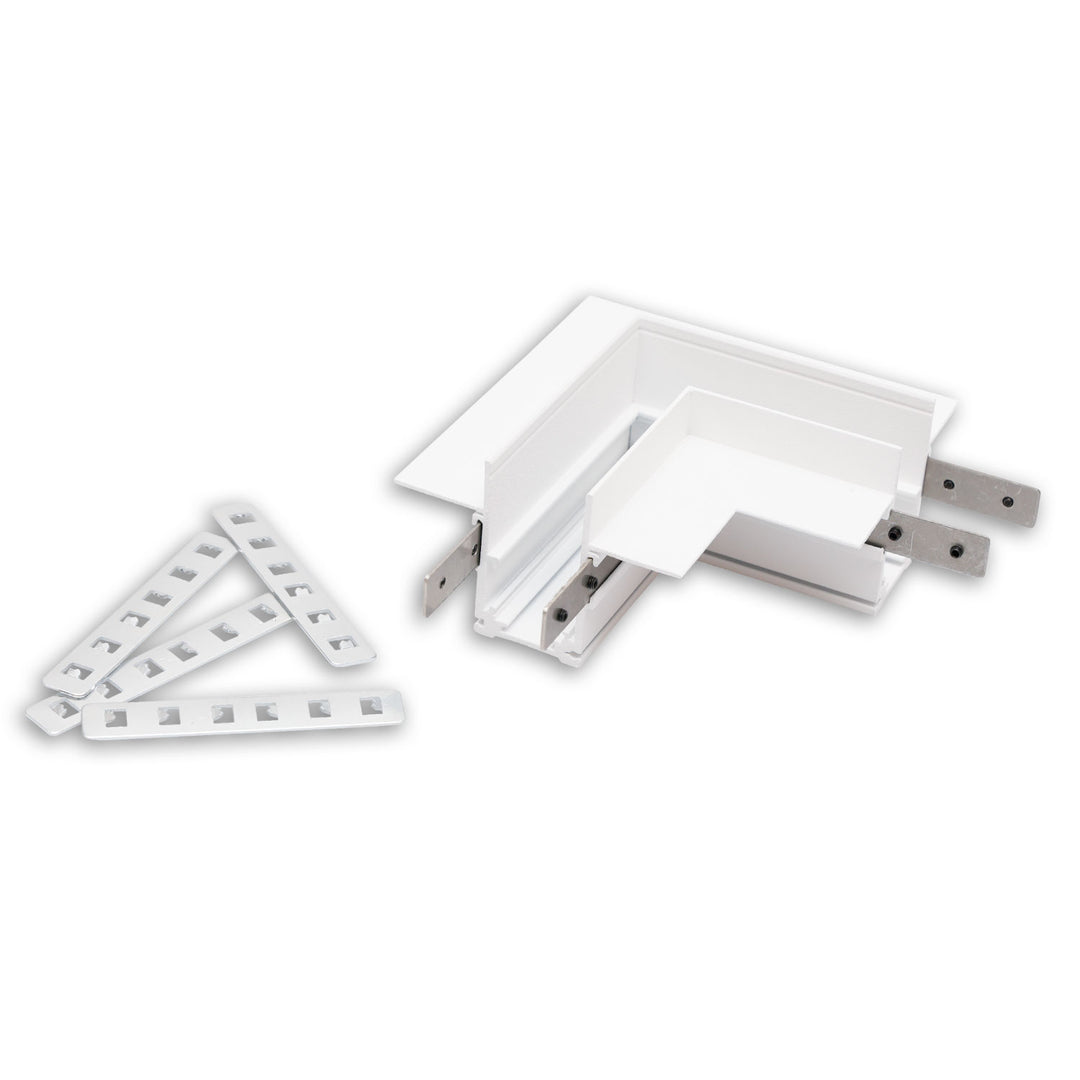Track48 90° horizontal corner rail for drywall track, white, non-conductive