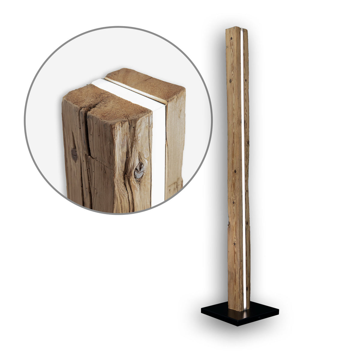 LED WÜDSCHNAU HOIZ Reclaimed Wood Floor Lamp 200cm - SAMPLE ITEM