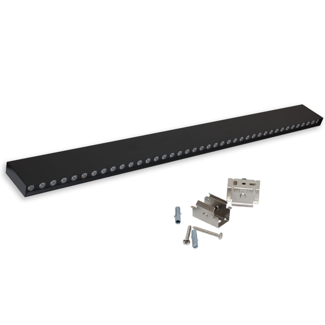LED pendant light, grid, UGR<19, 36°, 120cm, black, 30W, 4000K, DALI dimmable