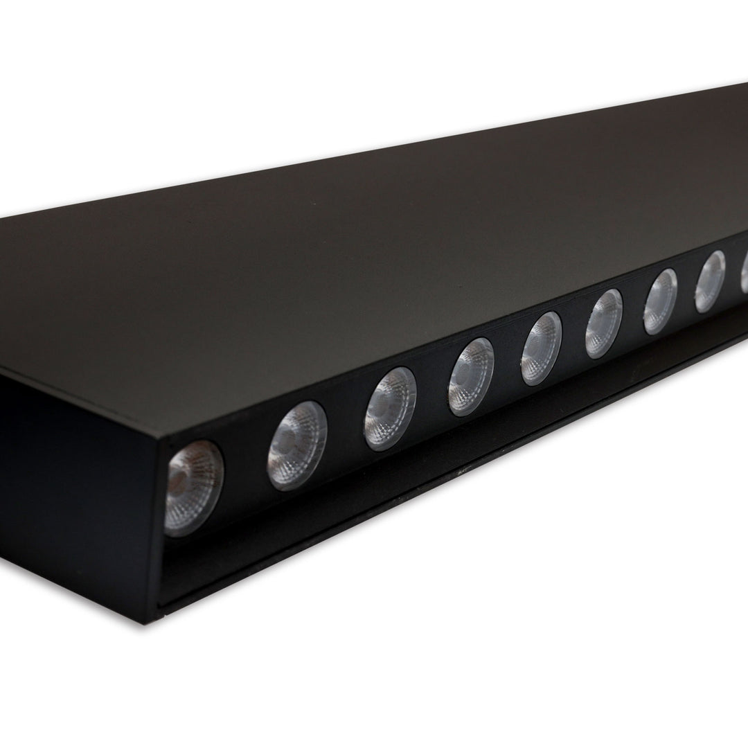 LED pendant light, grid, UGR<19, 36°, 120cm, black, 30W, 4000K, DALI dimmable