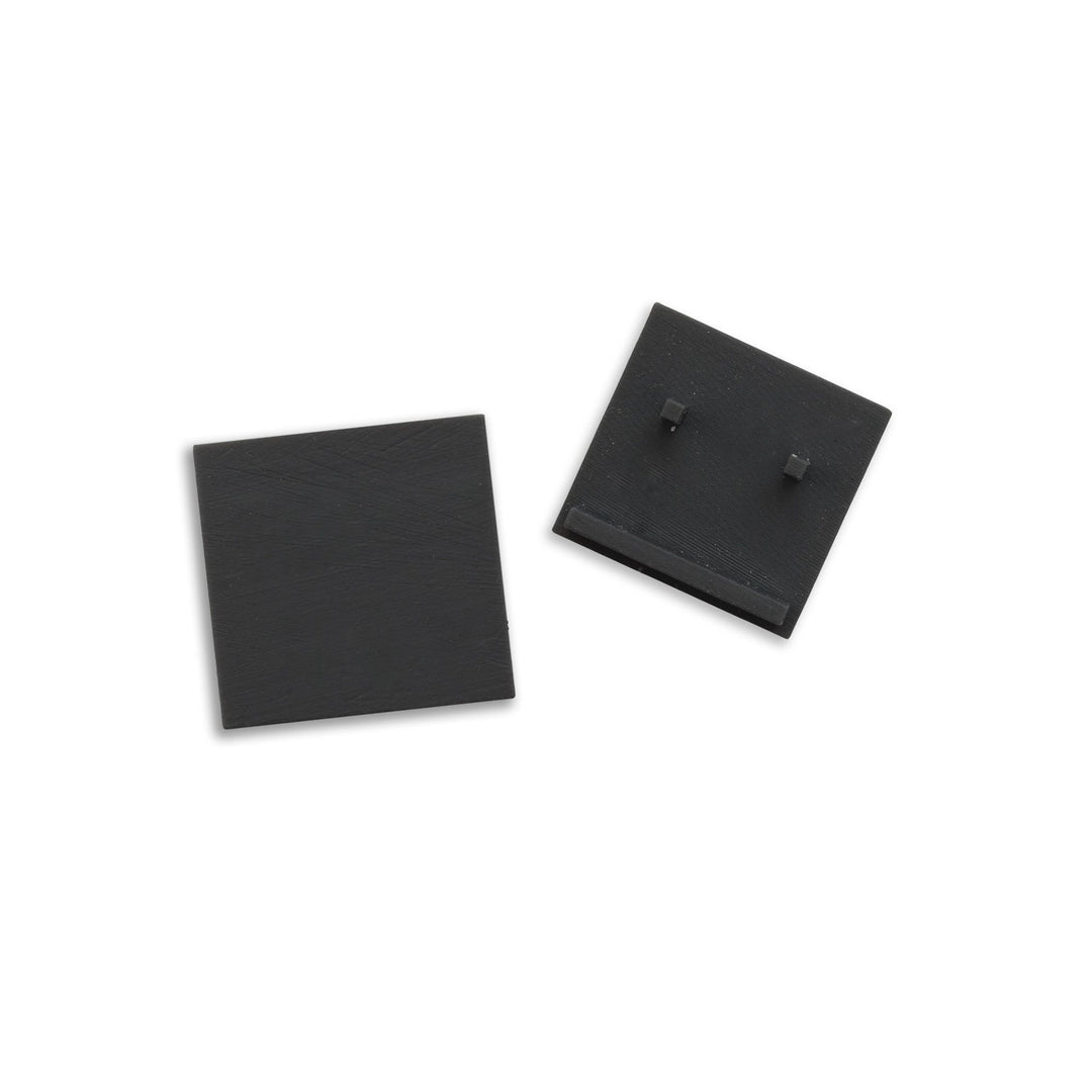 External end cap, black, for Track48 flat rail (H25) with translucent, flush cover, 2 pieces
