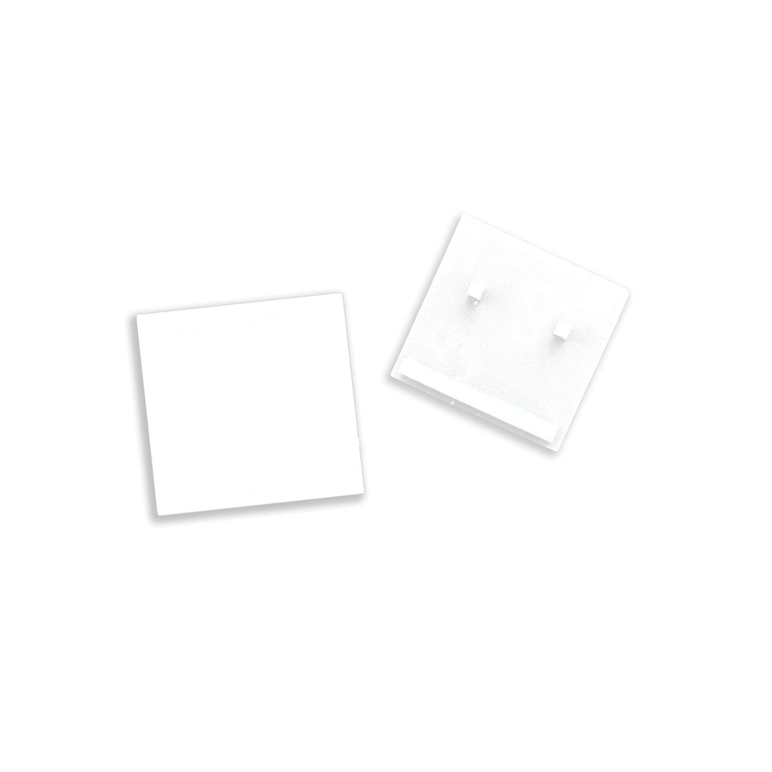 External end cap, white, for Track48 flat rail (H25) with translucent, flush cover, 2 pieces