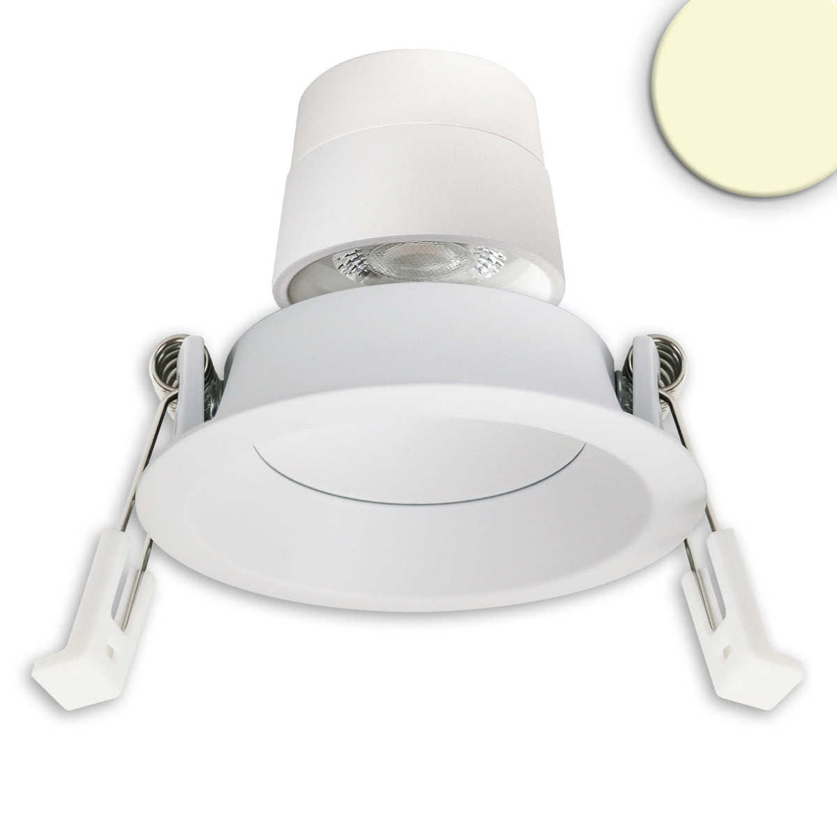 LED recessed spotlight Back68, matte white, round, 5W, CRI90, 3000K, swiveling, reversed, UGR<12, dimmable