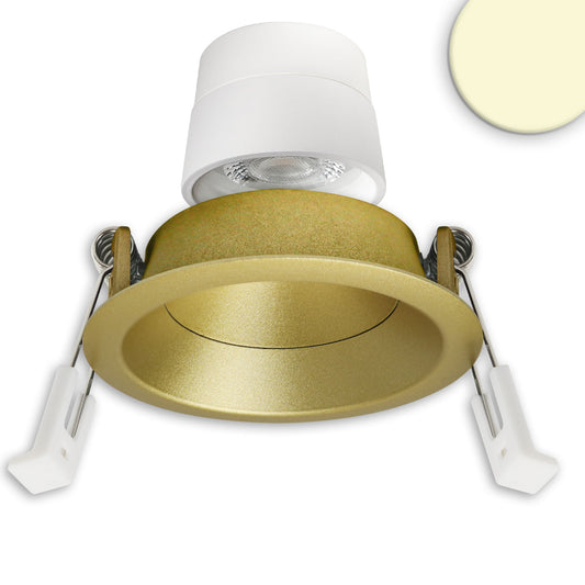 LED Einbaustr. Back68, gold, rund, 5W, CRI90, 3000K, schwenkbar, rückvers., UGR<12, dimmbar