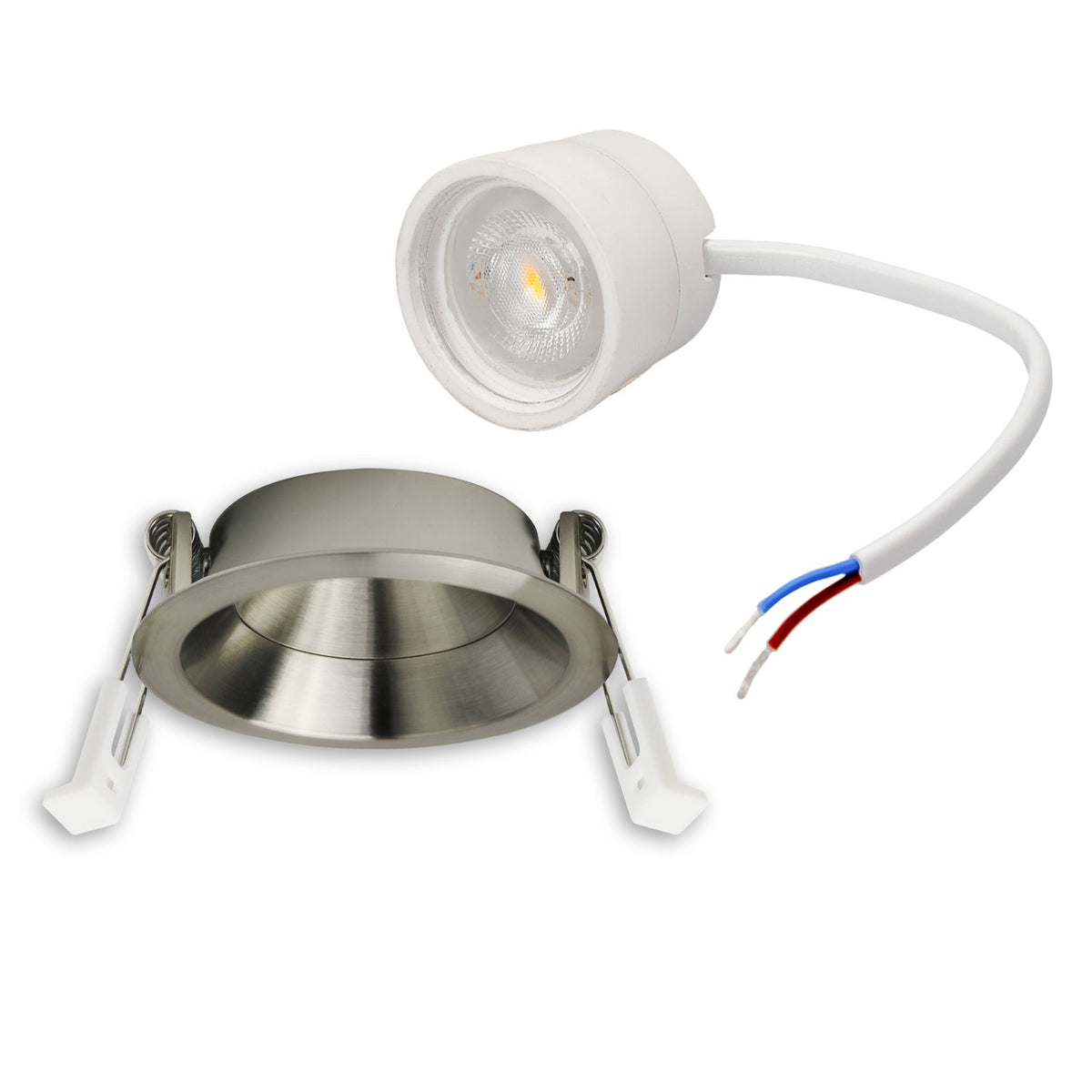 LED recessed spotlight Back68, nickel-plated, round, 5W, CRI90, 2700K, swiveling, reverse-facing, UGR<12, dimmable