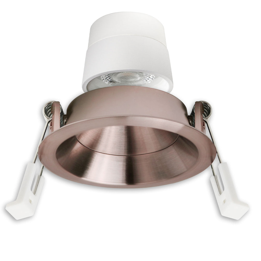 LED recessed spotlight Back68, rose gold, round, 5W, CRI90, 2700K, swiveling, reversed, UGR<12, dimmable